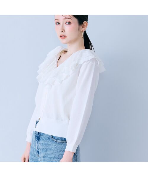 Rose Tiara / ローズティアラ ニット・セーター | ミルフィーユラッフルカラーカーディガン | 詳細2