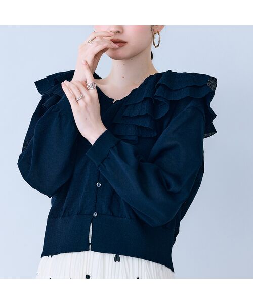 Rose Tiara / ローズティアラ ニット・セーター | ミルフィーユラッフルカラーカーディガン | 詳細5