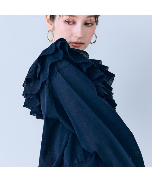 Rose Tiara / ローズティアラ ニット・セーター | ミルフィーユラッフルカラーカーディガン | 詳細6