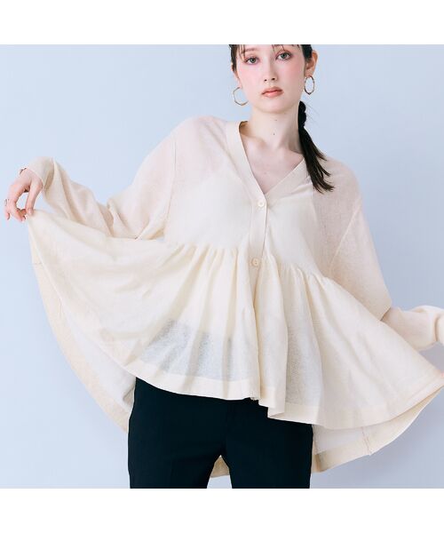 Rose Tiara / ローズティアラ カーディガン・ボレロ | シアーティアードニットカーディガン（ベージュ）