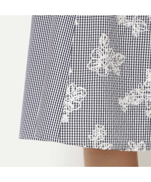 Rose Tiara / ローズティアラ ミニ丈・ひざ丈ワンピース | リボンベルト付きフラワー刺繍チェックワンピース | 詳細11