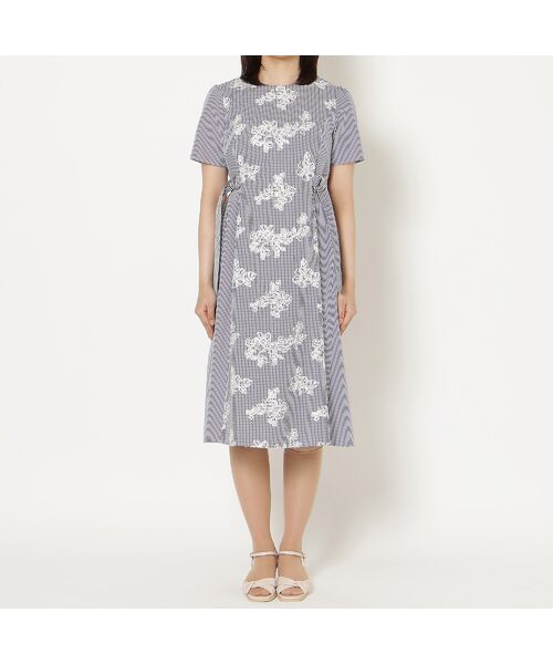 Rose Tiara / ローズティアラ ミニ丈・ひざ丈ワンピース | リボンベルト付きフラワー刺繍チェックワンピース | 詳細4