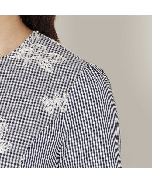 Rose Tiara / ローズティアラ ミニ丈・ひざ丈ワンピース | リボンベルト付きフラワー刺繍チェックワンピース | 詳細8