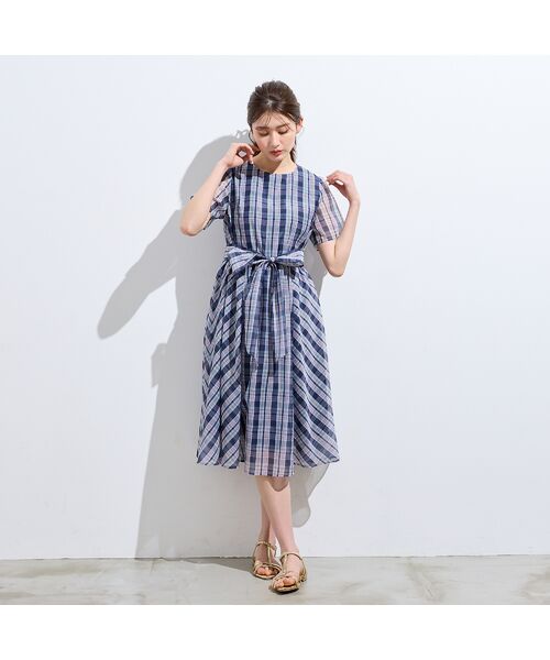 Rose Tiara / ローズティアラ ミニ丈・ひざ丈ワンピース | マドラスチェック風プリントワンピース | 詳細1