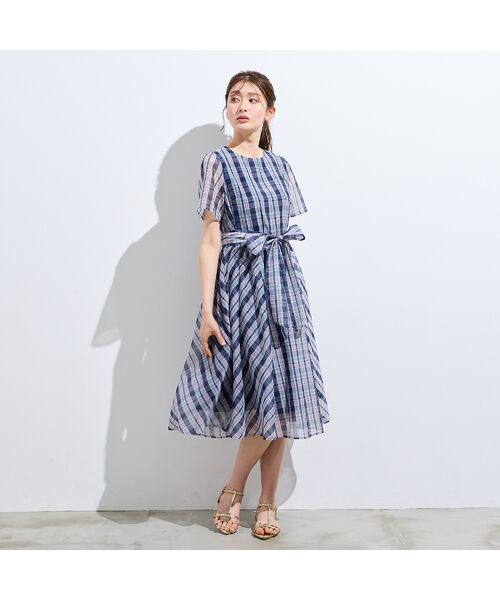 Rose Tiara / ローズティアラ ミニ丈・ひざ丈ワンピース | マドラスチェック風プリントワンピース | 詳細3