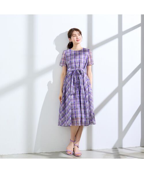 Rose Tiara / ローズティアラ ミニ丈・ひざ丈ワンピース | マドラスチェック風プリントワンピース | 詳細4