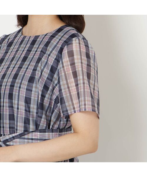 Rose Tiara / ローズティアラ ミニ丈・ひざ丈ワンピース | マドラスチェック風プリントワンピース | 詳細13