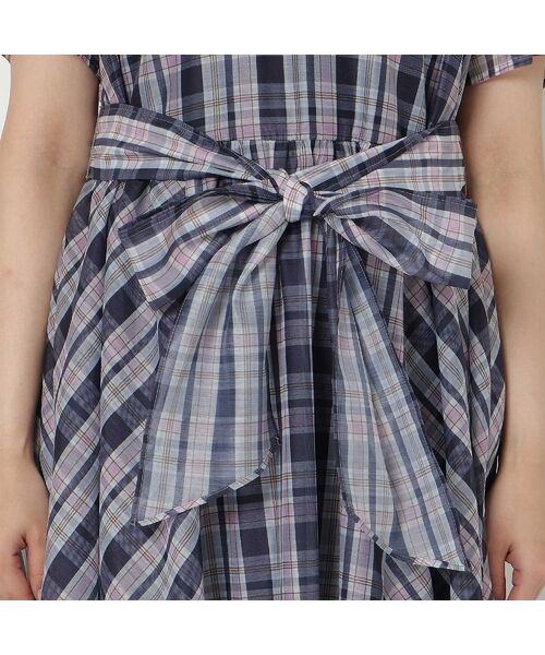 Rose Tiara / ローズティアラ ミニ丈・ひざ丈ワンピース | マドラスチェック風プリントワンピース | 詳細14