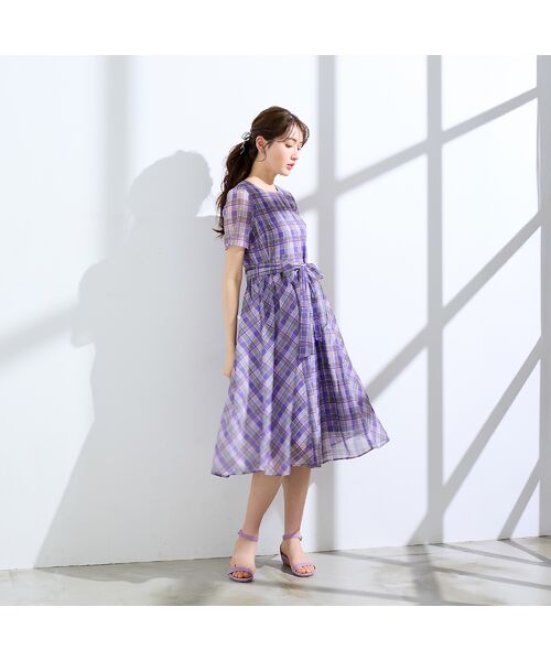Rose Tiara / ローズティアラ ミニ丈・ひざ丈ワンピース | マドラスチェック風プリントワンピース | 詳細5