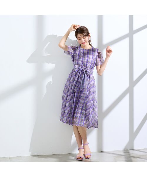 Rose Tiara / ローズティアラ ミニ丈・ひざ丈ワンピース | マドラスチェック風プリントワンピース | 詳細6