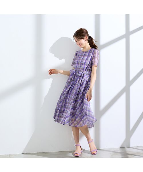 Rose Tiara / ローズティアラ ミニ丈・ひざ丈ワンピース | マドラスチェック風プリントワンピース | 詳細7