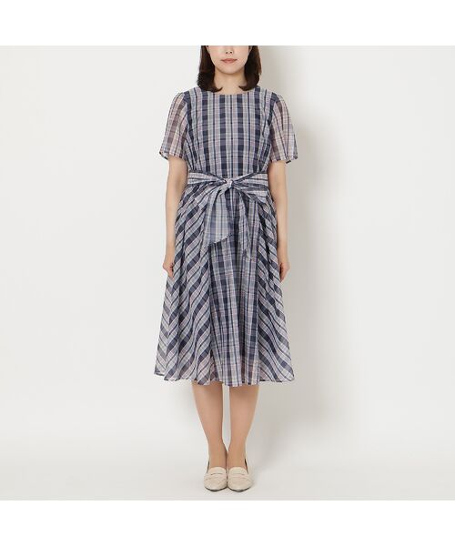 Rose Tiara / ローズティアラ ミニ丈・ひざ丈ワンピース | マドラスチェック風プリントワンピース | 詳細8