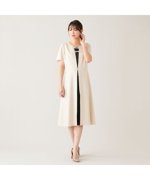 Rose Tiara / ローズティアラ ミニ丈・ひざ丈ワンピース | 【接触冷感/防シワ/イージーケア】フロントリボンワンピース | 詳細1