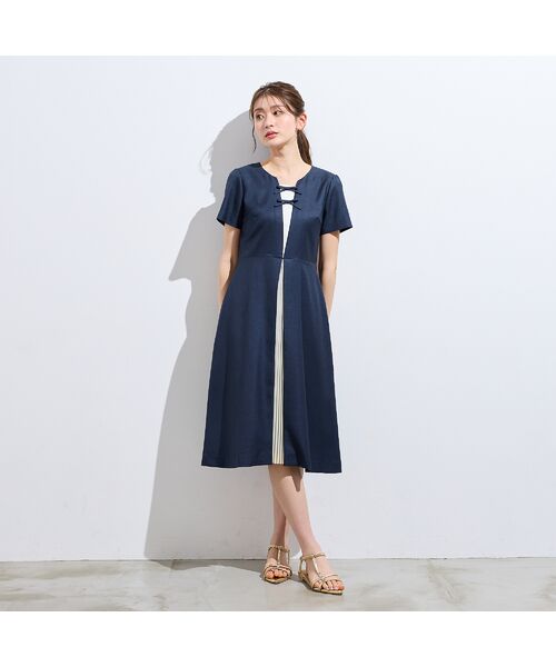 Rose Tiara / ローズティアラ ミニ丈・ひざ丈ワンピース | 【接触冷感/防シワ/イージーケア】フロントリボンワンピース | 詳細3