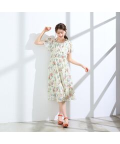 Rose Tiara / ローズティアラ ミニ丈・ひざ丈ワンピース | フラワープリントカシュクール風ワンピース