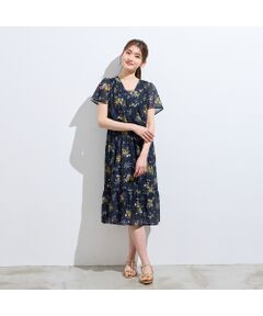 Rose Tiara / ローズティアラ ミニ丈・ひざ丈ワンピース | フラワープリントカシュクール風ワンピース