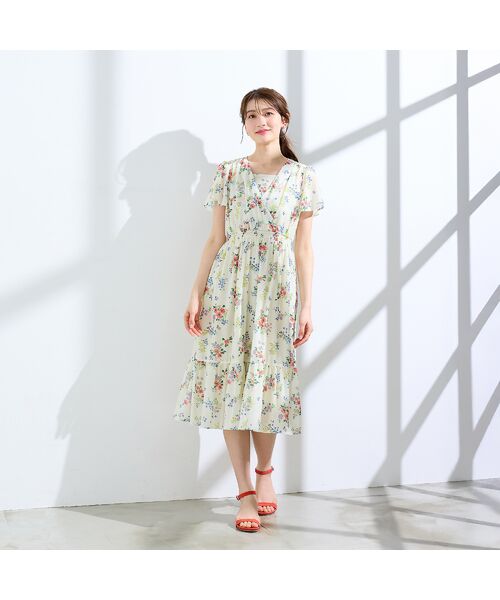 Rose Tiara / ローズティアラ ミニ丈・ひざ丈ワンピース | フラワープリントカシュクール風ワンピース | 詳細1