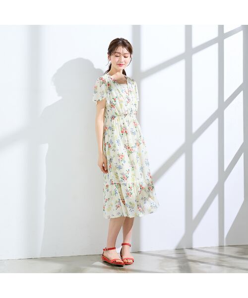 Rose Tiara / ローズティアラ ミニ丈・ひざ丈ワンピース | フラワープリントカシュクール風ワンピース | 詳細2