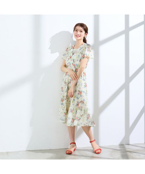 Rose Tiara / ローズティアラ ミニ丈・ひざ丈ワンピース | フラワープリントカシュクール風ワンピース | 詳細3