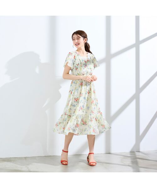 Rose Tiara / ローズティアラ ミニ丈・ひざ丈ワンピース | フラワープリントカシュクール風ワンピース | 詳細5