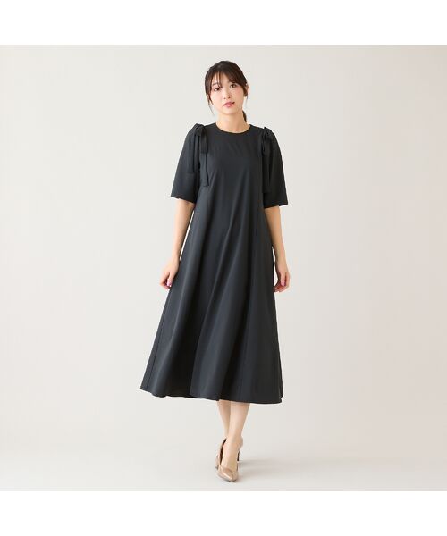 Rose Tiara / ローズティアラ ミニ丈・ひざ丈ワンピース | 【ラッシュガード素材使用】【UVcare/伸縮性/速乾性/軽量】ワンピース（ブラック）