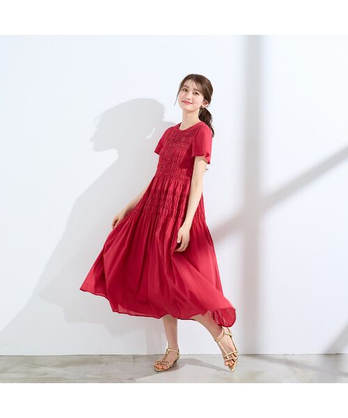 Rose Tiara / ローズティアラ ミニ丈・ひざ丈ワンピース | シャーリングマキシ丈ワンピース | 詳細5