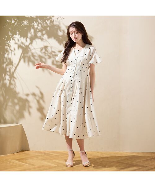 Rose Tiara / ローズティアラ ミニ丈・ひざ丈ワンピース | フレア袖ドットワンピース | 詳細1