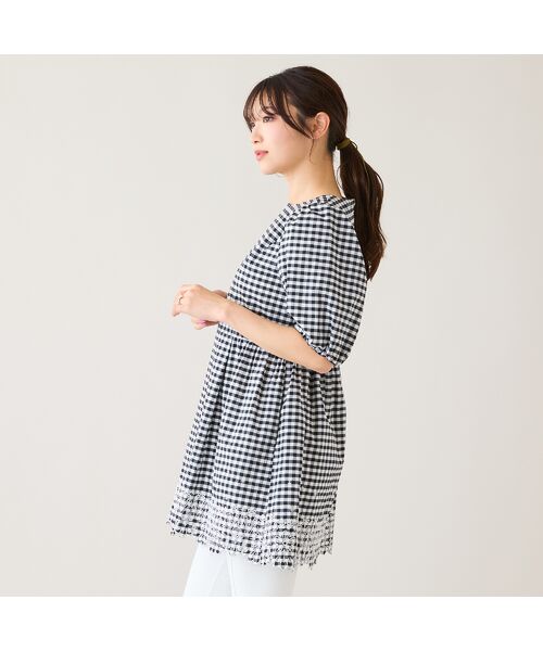 Rose Tiara / ローズティアラ シャツ・ブラウス | スカラ刺繍チュニック/ ギンガムチェック | 詳細2