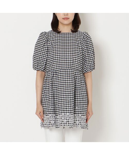 Rose Tiara / ローズティアラ シャツ・ブラウス | スカラ刺繍チュニック/ ギンガムチェック | 詳細4