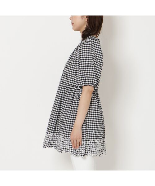 Rose Tiara / ローズティアラ シャツ・ブラウス | スカラ刺繍チュニック/ ギンガムチェック | 詳細5