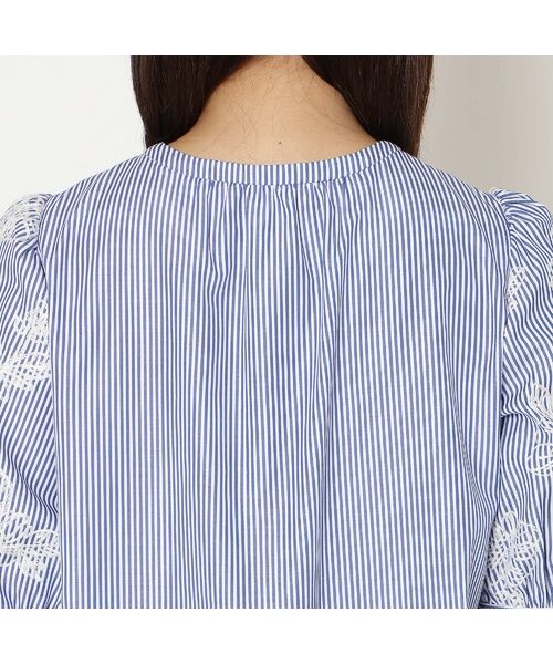 Rose Tiara / ローズティアラ シャツ・ブラウス | ストライプ刺繍パフスリーブブラウス | 詳細11