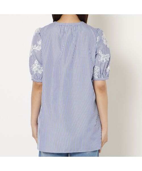 Rose Tiara / ローズティアラ シャツ・ブラウス | ストライプ刺繍パフスリーブブラウス | 詳細5