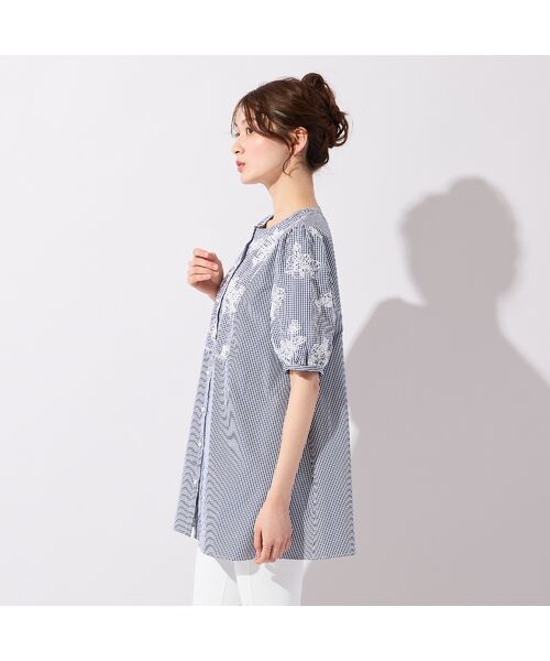 Rose Tiara / ローズティアラ シャツ・ブラウス | ギンガムチェック刺繍パフスリーブブラウス | 詳細4