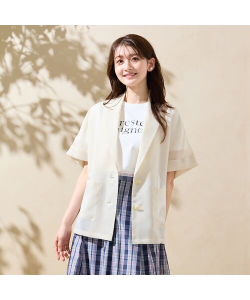 Rose Tiara / ローズティアラ テーラードジャケット | 【接触冷感/防シワ】オーガンジーオーバージャケット | 詳細4