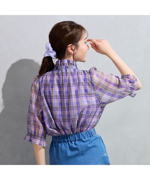 Rose Tiara / ローズティアラ シャツ・ブラウス | 【セットアップ対応】マドラスチェック風プリントフリルカラーブラウス | 詳細6