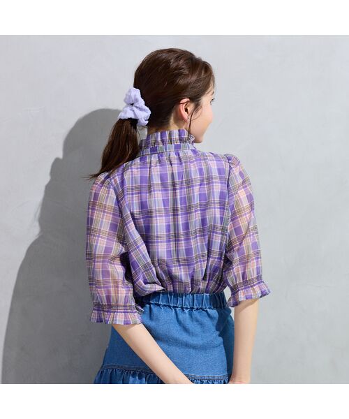 Rose Tiara / ローズティアラ シャツ・ブラウス | 【セットアップ対応】マドラスチェック風プリントフリルカラーブラウス | 詳細7