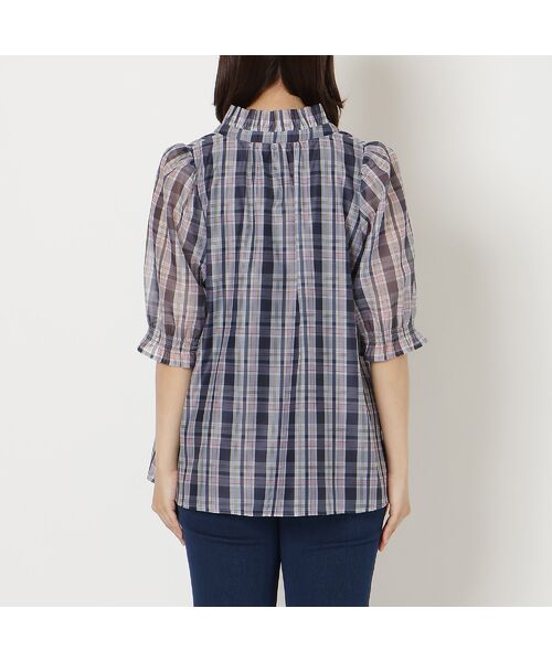 Rose Tiara / ローズティアラ シャツ・ブラウス | 【セットアップ対応】マドラスチェック風プリントフリルカラーブラウス | 詳細10