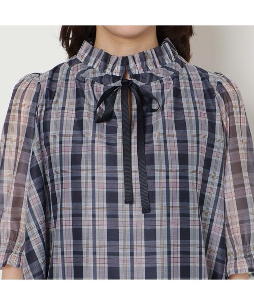 Rose Tiara / ローズティアラ シャツ・ブラウス | 【セットアップ対応】マドラスチェック風プリントフリルカラーブラウス | 詳細11