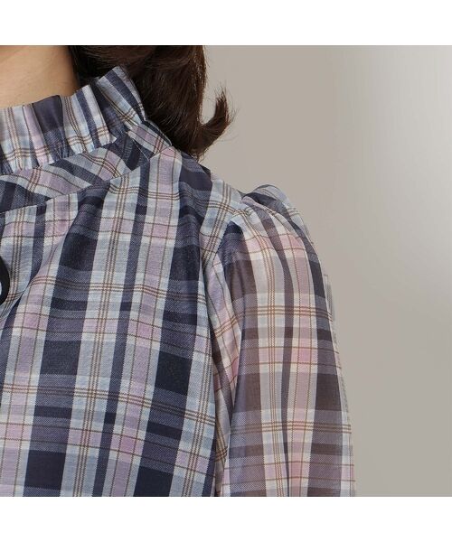 Rose Tiara / ローズティアラ シャツ・ブラウス | 【セットアップ対応】マドラスチェック風プリントフリルカラーブラウス | 詳細12