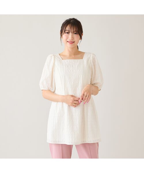 Rose Tiara / ローズティアラ シャツ・ブラウス | シズルチェックペプラムブラウス（オフ）