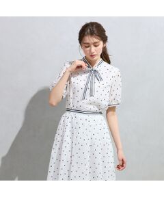 Rose Tiara / ローズティアラ シャツ・ブラウス | 配色ラインリボン襟ドットプリントブラウス