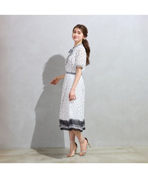 Rose Tiara / ローズティアラ シャツ・ブラウス | 配色ラインリボン襟ドットプリントブラウス | 詳細2