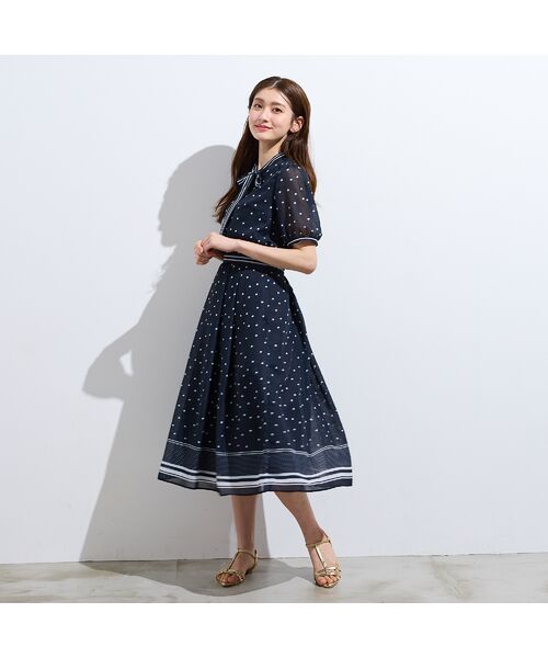 Rose Tiara / ローズティアラ シャツ・ブラウス | 配色ラインリボン襟ドットプリントブラウス | 詳細7