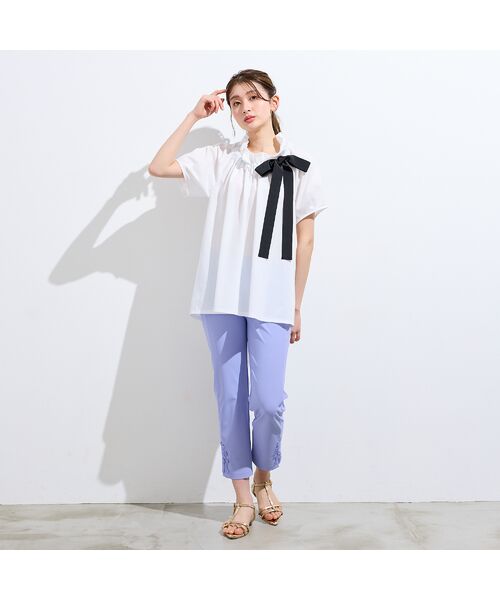 Rose Tiara / ローズティアラ シャツ・ブラウス | 【接触冷感】ギャザーリボンブラウス（オフ）