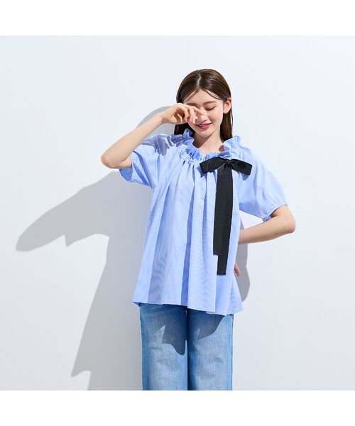 Rose Tiara / ローズティアラ シャツ・ブラウス | 【接触冷感】ギャザーリボンブラウス | 詳細4