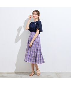 Rose Tiara / ローズティアラ ミニ・ひざ丈スカート | 【セットアップ対応】マドラスチェック風プリントスカート