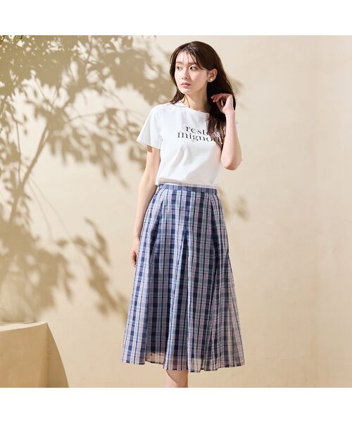 Rose Tiara / ローズティアラ ミニ・ひざ丈スカート | 【セットアップ対応】マドラスチェック風プリントスカート | 詳細1