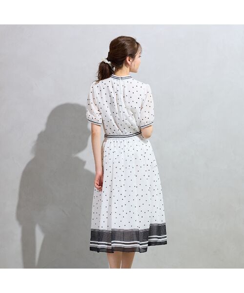 Rose Tiara / ローズティアラ ミニ・ひざ丈スカート | 裾配色ボーダー ドットプリントフレアスカート | 詳細3