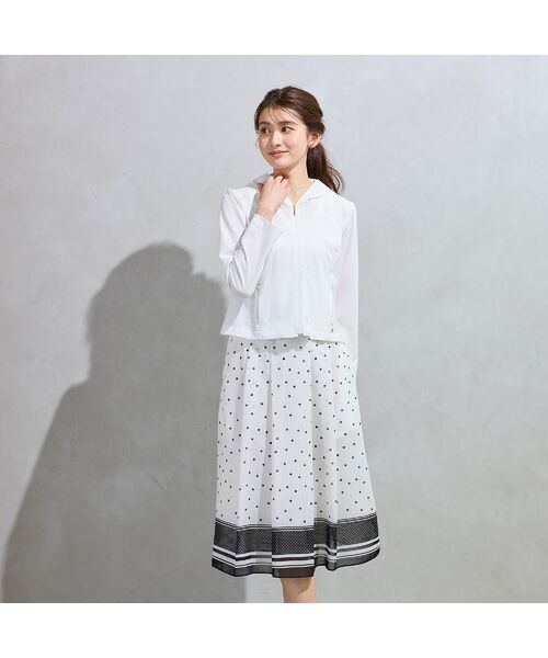 Rose Tiara / ローズティアラ ミニ・ひざ丈スカート | 裾配色ボーダー ドットプリントフレアスカート | 詳細5