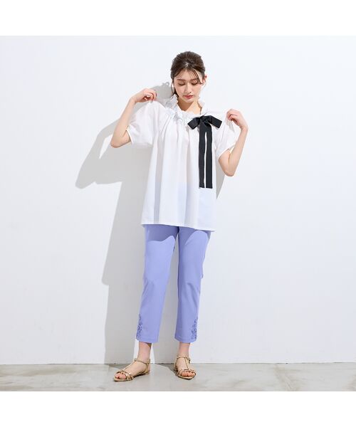 Rose Tiara / ローズティアラ その他パンツ | 【接触冷感/UVカット/伸縮性◎】フラワーレースレギンスパンツ（バイオレット）